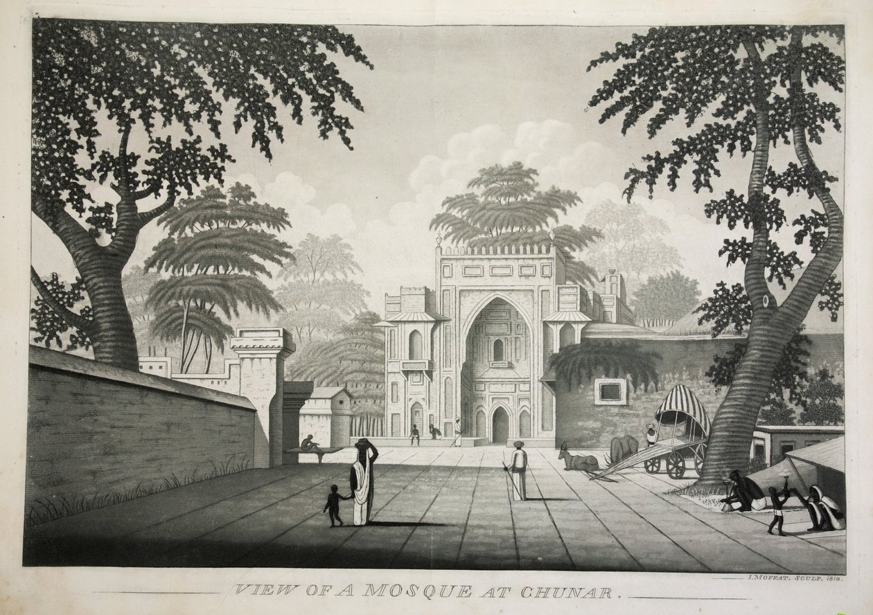 Chunar、パブでモスクのビュー。 1810年の彫刻。 作： ジェームズ・モファット