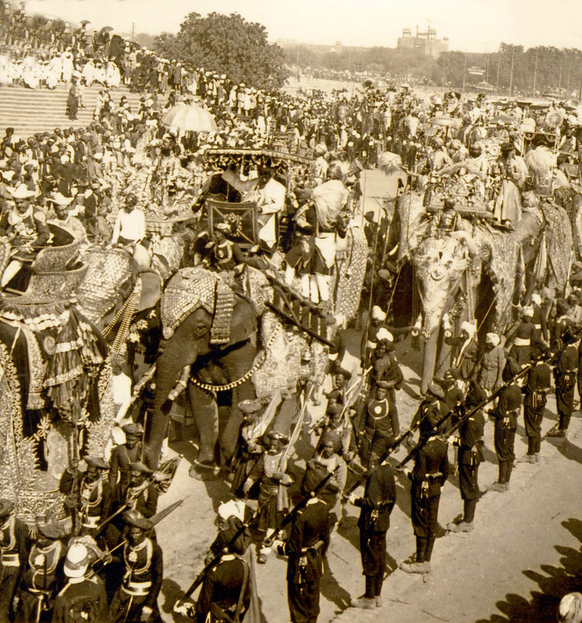 インド、デリーの大ダルバールの行列。1903年(写真) 作： ジェームズ・リカルトン