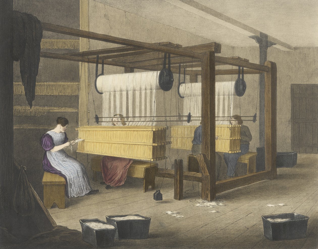 Reeding or Drawing in、Progress of Cotton No. 9、pub。 1840 作： ジェームズ・リチャード・バーフット