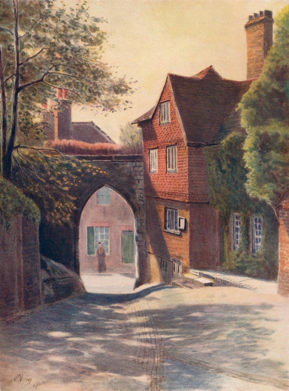 「城門と博物館、ギルフォード」、1911年、1914年 作： ジェームズSオグルヴィ
