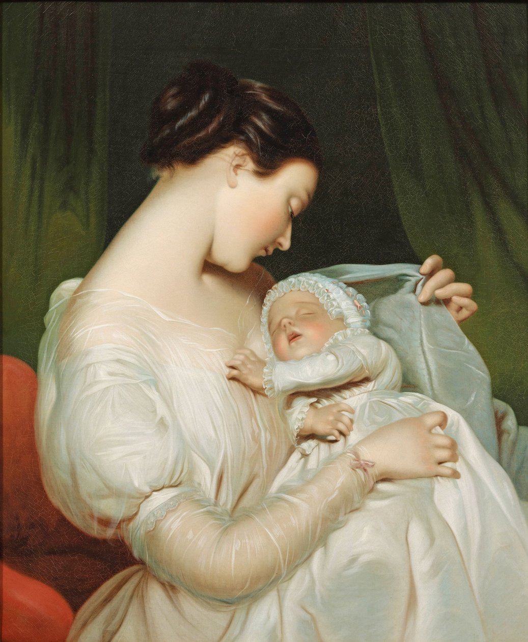 James Sant - 画家の妻エリザベスと娘の肖像 作： ジェームス・サント