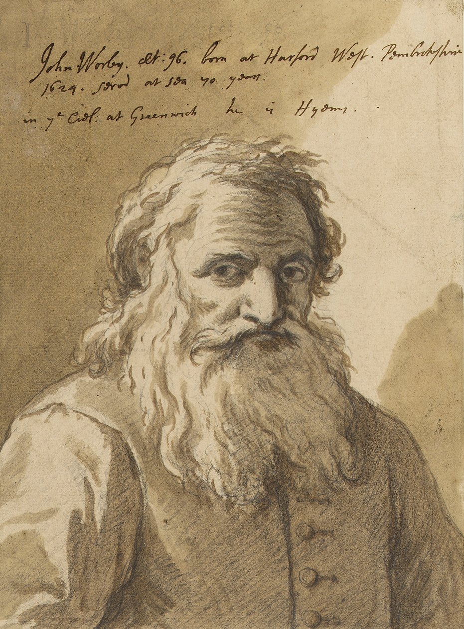 ジョン・ウォーリー（1624-1721）、1720年頃（黒鉛、水彩、褐色） 作： ジェームス・ソーンヒル