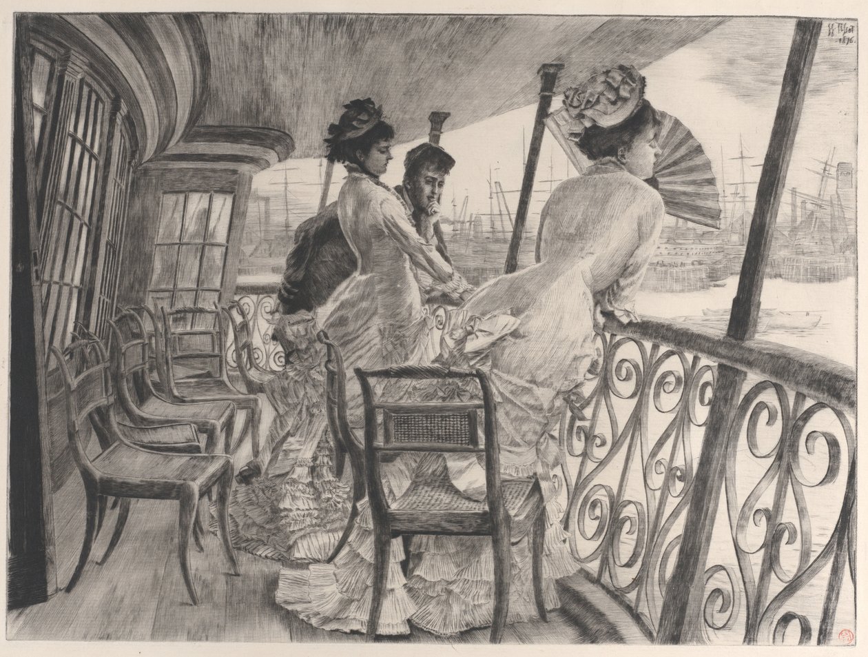 HMSのギャラリー カルカッタ 船上の舞踏会のお土産 La galerie du Calcutta..., 1876. 作： ジェームズ・ティソ
