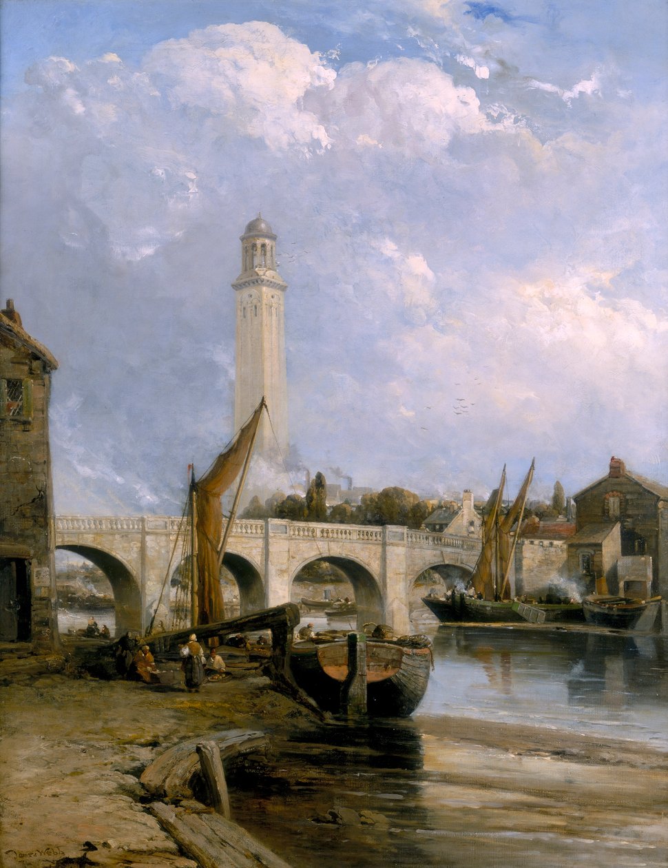 「オールド キュー橋」、1880 年頃 作： ジェームズ・ウェッブ