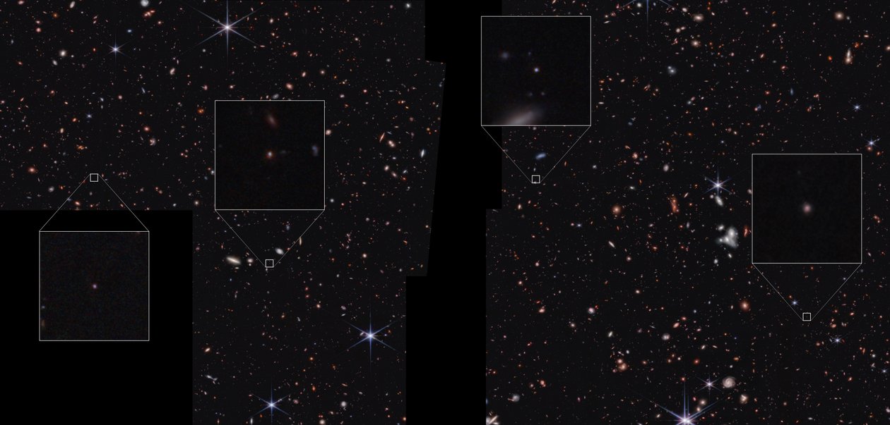 CEERSフィールド内の銀河（NIRCam画像） 作： ジェイムズウェッブ宇宙望遠鏡（NASA）