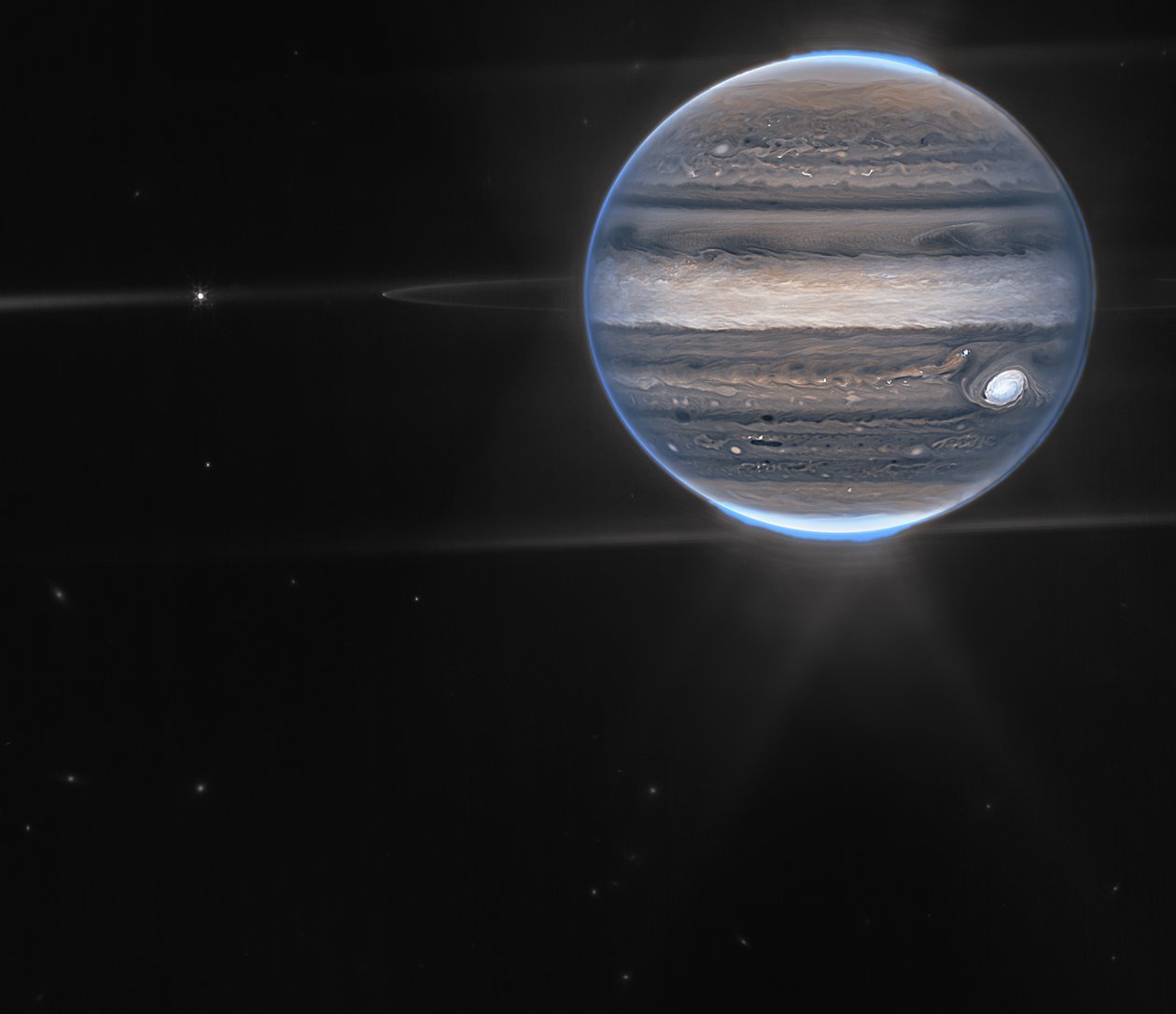 ウェッブの木星の画像は、オーロラ、ヘイズを示しています 作： ジェイムズウェッブ宇宙望遠鏡（NASA）