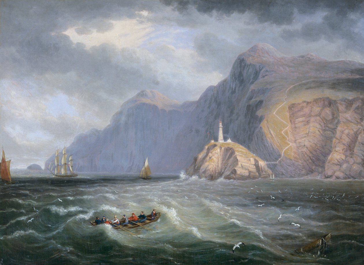 サウス・スタック・ロック・ホリーヘッド」1820年～1830年 作： ジェームズウィルソンカーマイケル