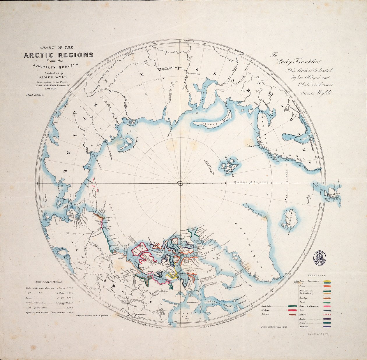 アドミラルティ調査による北極海海図、第3版、1854年頃（エングレーヴィング） 作： ジェームズ・ザ・ヤング・ワイルド