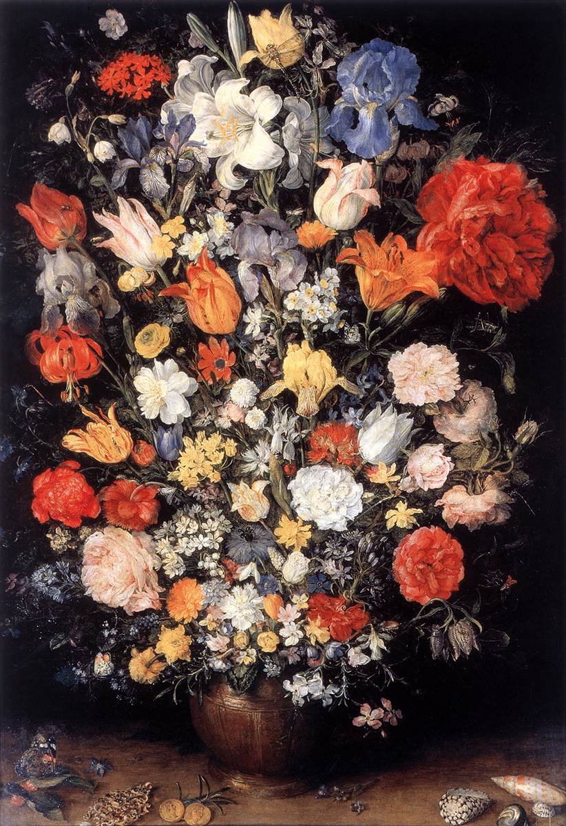 ジュエリー、コイン、シェル付きの花瓶 作： ヤン・ザ・エルダー・ブリューゲル