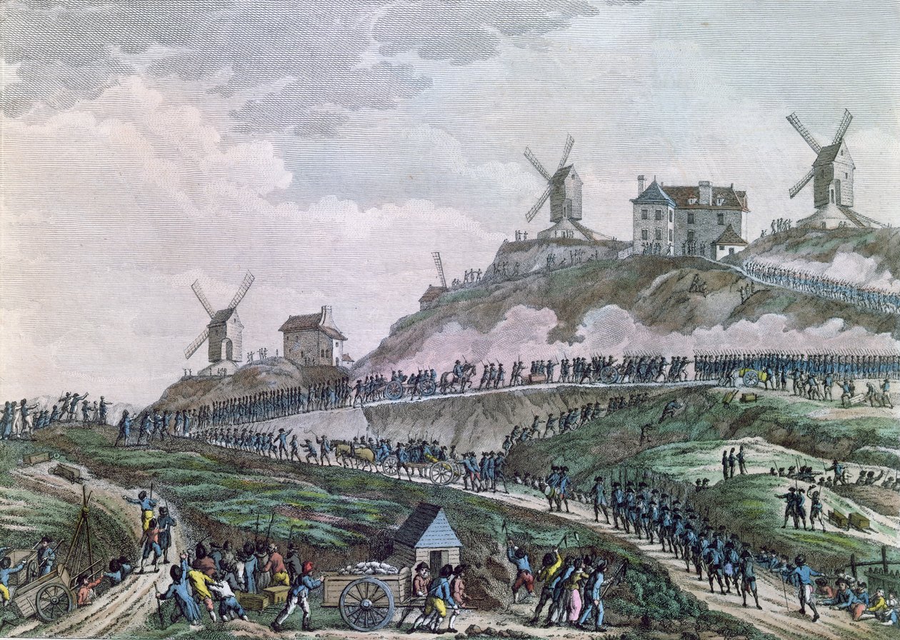 1789年7月15日、1796年にパリの人々が大砲をモンマルトルに引きずり込んだ 作： ヤン・ブルトゥイス