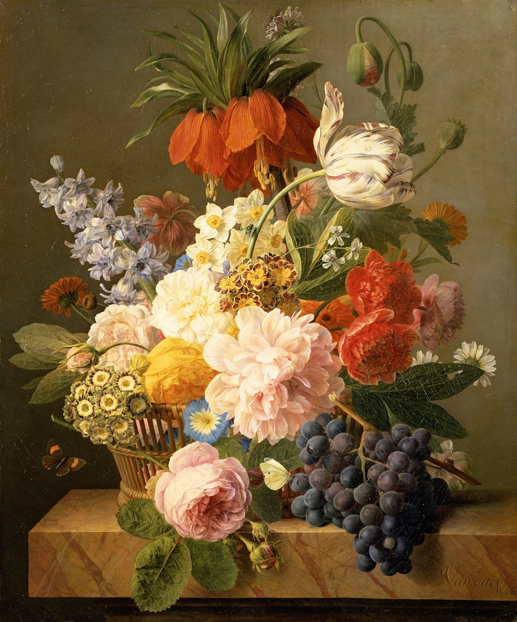 花と果物のある静物、1827 作： Jan Frans van Dael