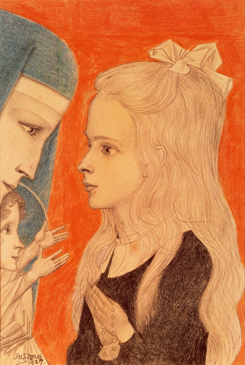 祈る少女、1927年（色鉛筆） 作： ヤン・トゥーロップ