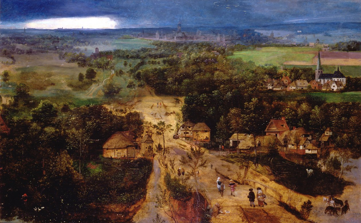 エジプトへの飛行のある風景、c.1530 作： ヤン・ヴァン・アムステル