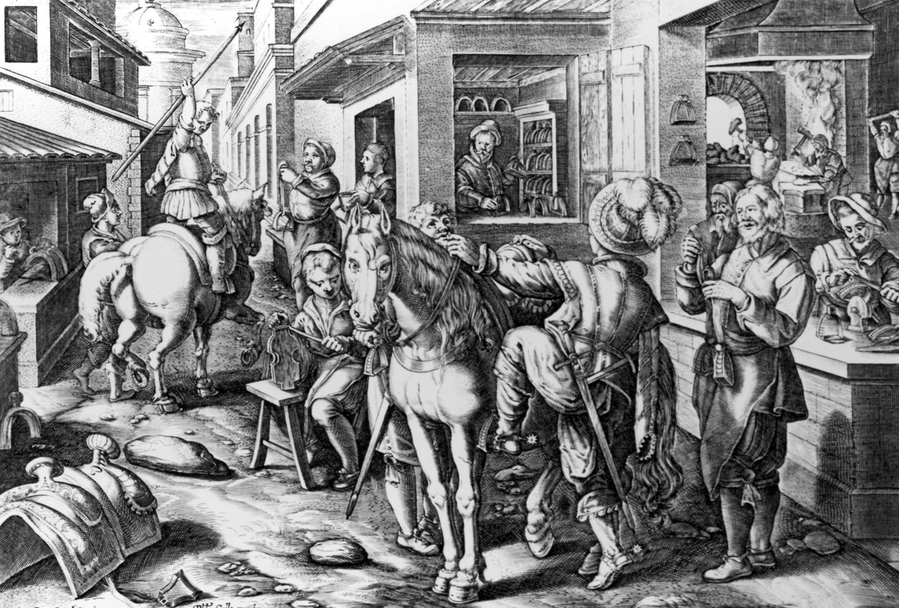 Staphae、Sive Stapedes、「Nova Reperta」からのプレート9、フィリップゴールによって彫刻、c.1580-1605 作： ヤン・ファン・デル・ストレイト