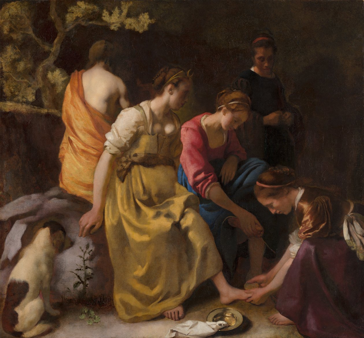 ディアナとニンフたち、c.1655-56（キャンバスに油彩） 作： ジョン・フェルメール