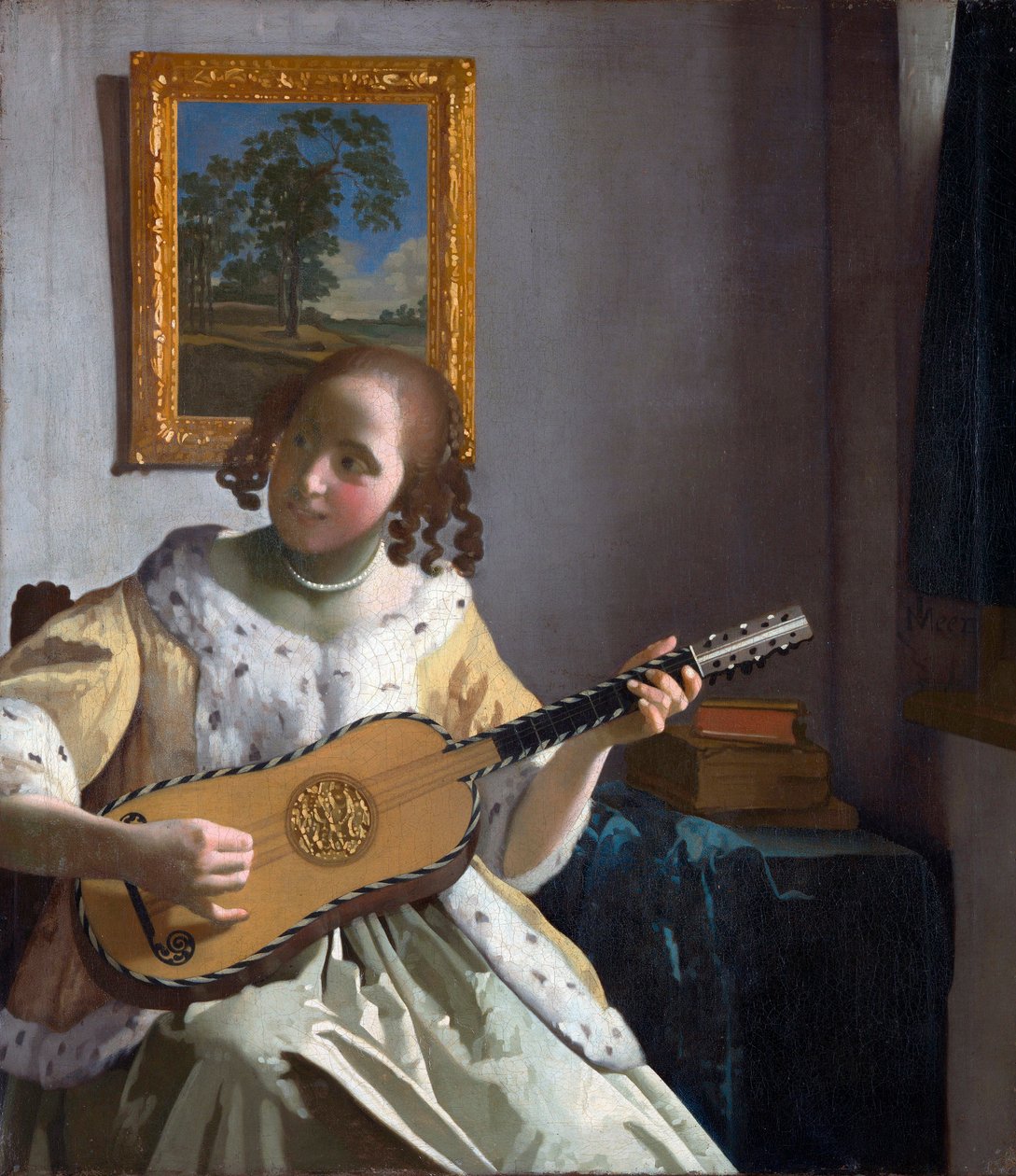 "La joueuse de guitare" (The Guitar Player) Peinture de Jan Vermeer (Johannes) (1632-1675) - 1672 - 油彩・キャンバス - Dim 53x46,3 cm Kenwood House 作： ジョン・フェルメール