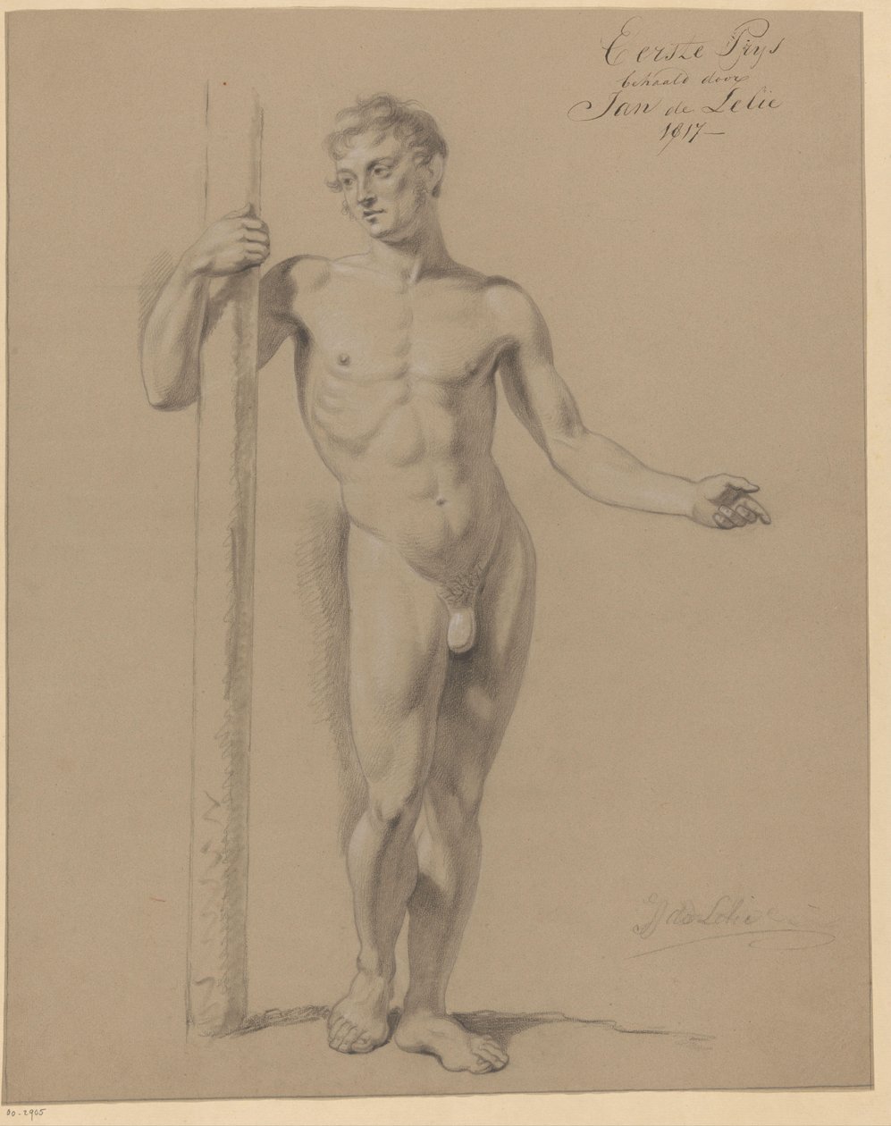 正面から見た男性立裸体（一等 1817年） 作： Jan Adriaan Antonie de Lelie