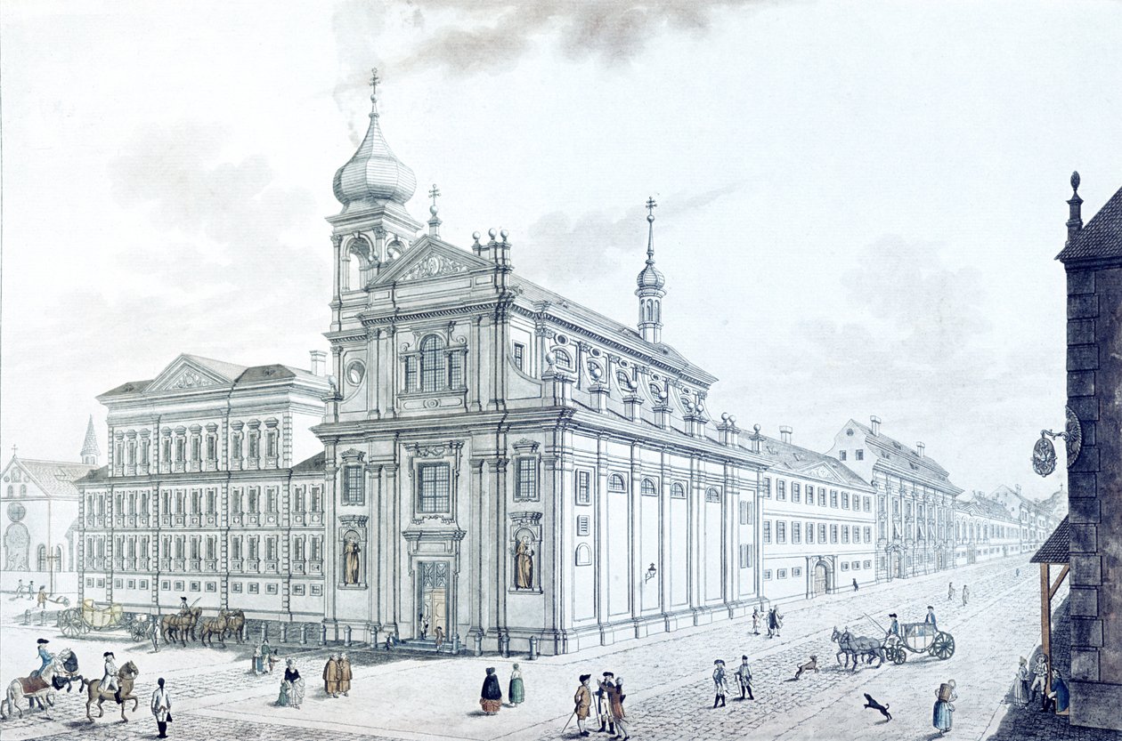 Hibernians（Irish Franciscans）とHibernian（Hybernská）Streetの教会、1781 作： ヤン・バルザー