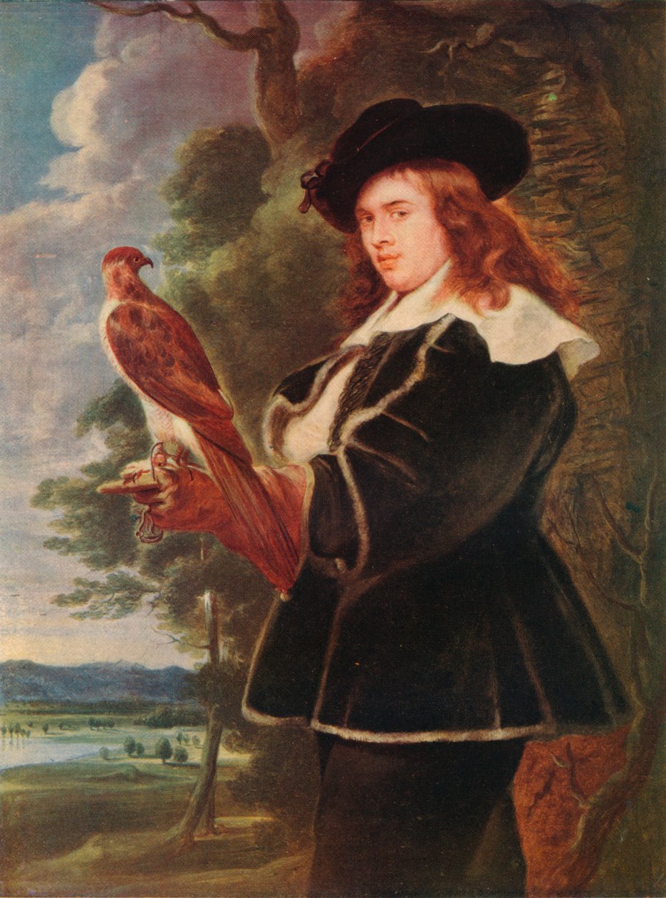 鷹と若い男、c1630 作： ヤン・ベックホルスト