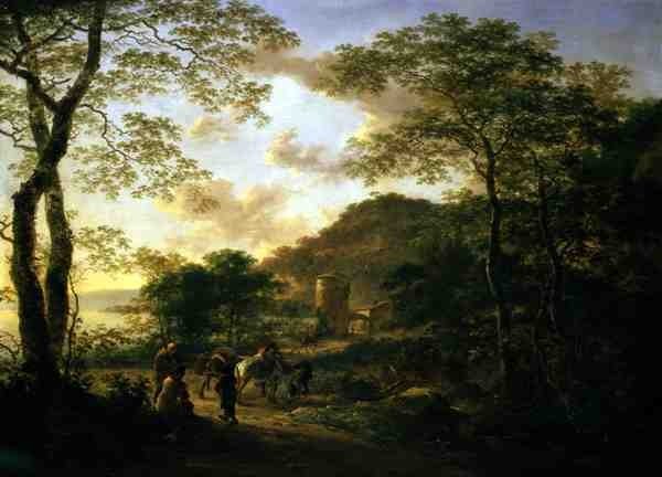 塔のあるイタリアの森の風景 作： Jan両方