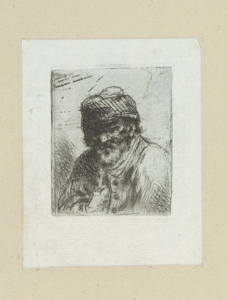 Bebaarde oude man met muts The Compleat Work of Etchings by John Chalon / Oeuvre Complette des Eaux Fortes par Jean Chalon (シリーズ名) 作： ヤン・シャロン