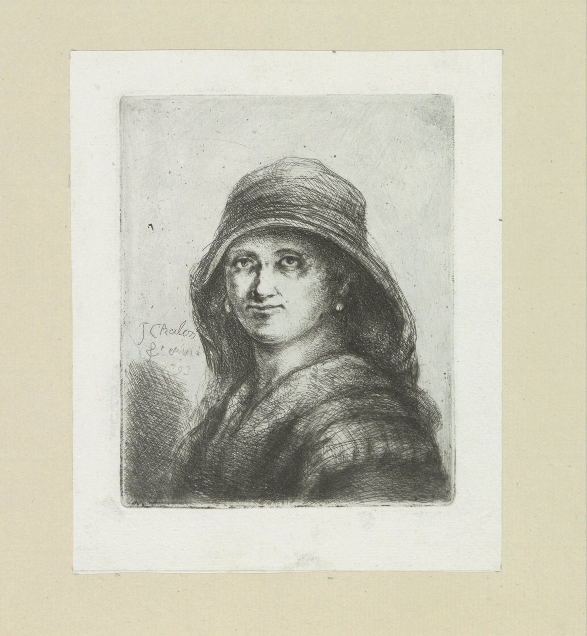 Jonge vrouw がフードをかぶる The Compleat Work of Etchings by John Chalon / Oeuvre Complette des Eaux Fortes par Jean Chalon (シリーズ名) 作： ヤン・シャロン