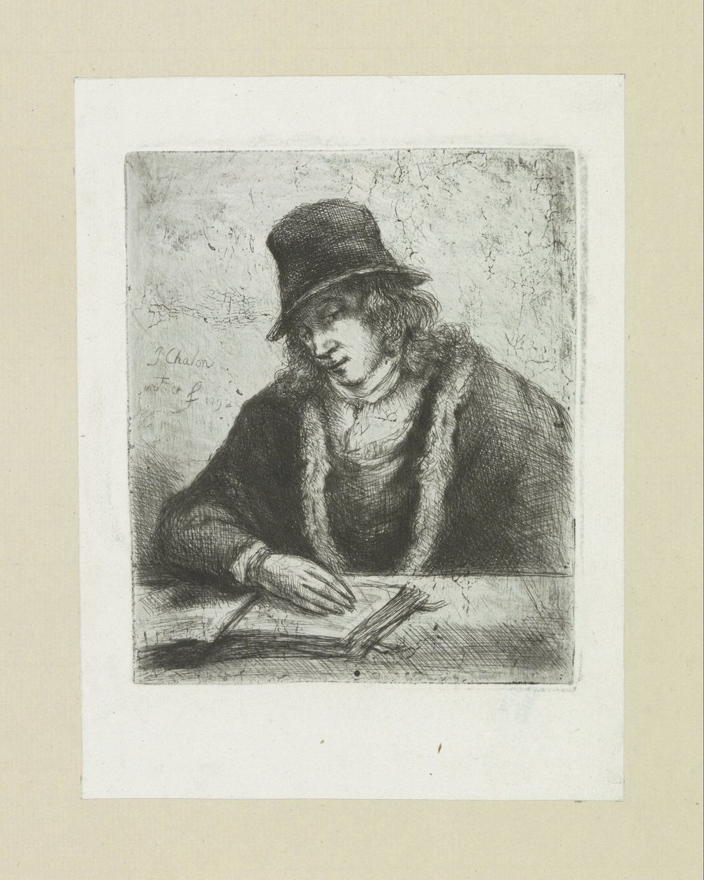 Lezende 男はくわを置きます The Compleat Work of Etchings by John Chalon / Oeuvre Complette des Eaux Fortes par Jean Chalon (シリーズタイトル) 作： ヤン・シャロン