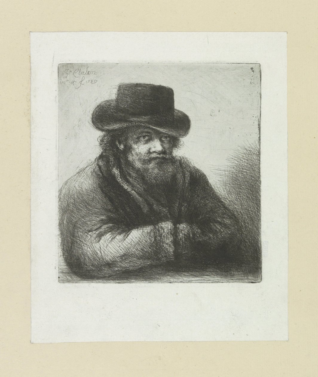 Oude man put baard in hoed The Compleat Work of Etchings by John Chalon / Oeuvre Complette des Eaux Fortes par Jean Chalon (シリーズ名) 作： ヤン・シャロン