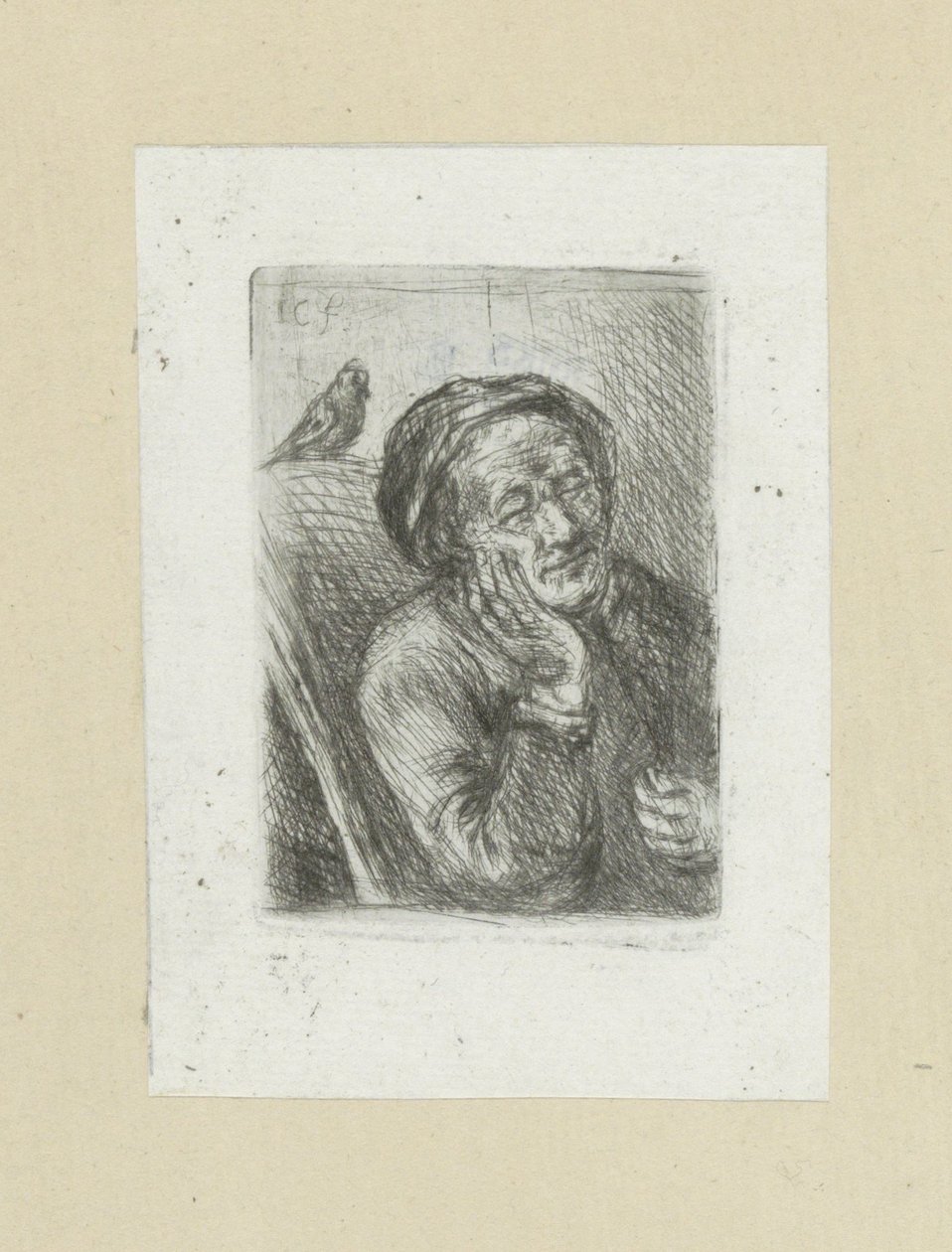 Slapende oude man met vogel The Compleat Work of Etchings by John Chalon / Oeuvre Complette des Eaux Fortes par Jean Chalon (シリーズ名) 作： ヤン・シャロン