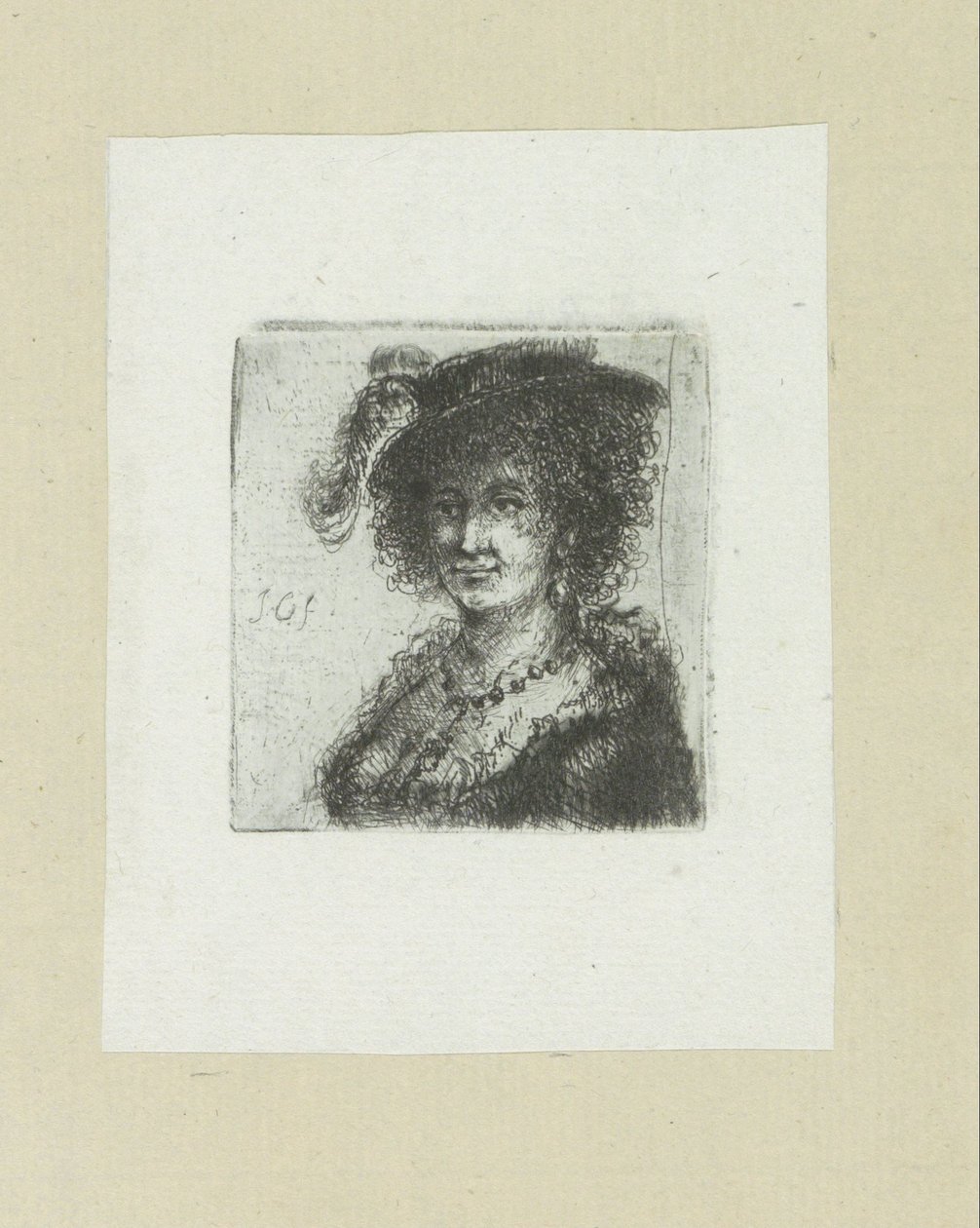Vrouw met hoed met veer The Compleat Work of Etchings by John Chalon / Oeuvre Complette des Eaux Fortes par Jean Chalon (シリーズ名) 作： ヤン・シャロン