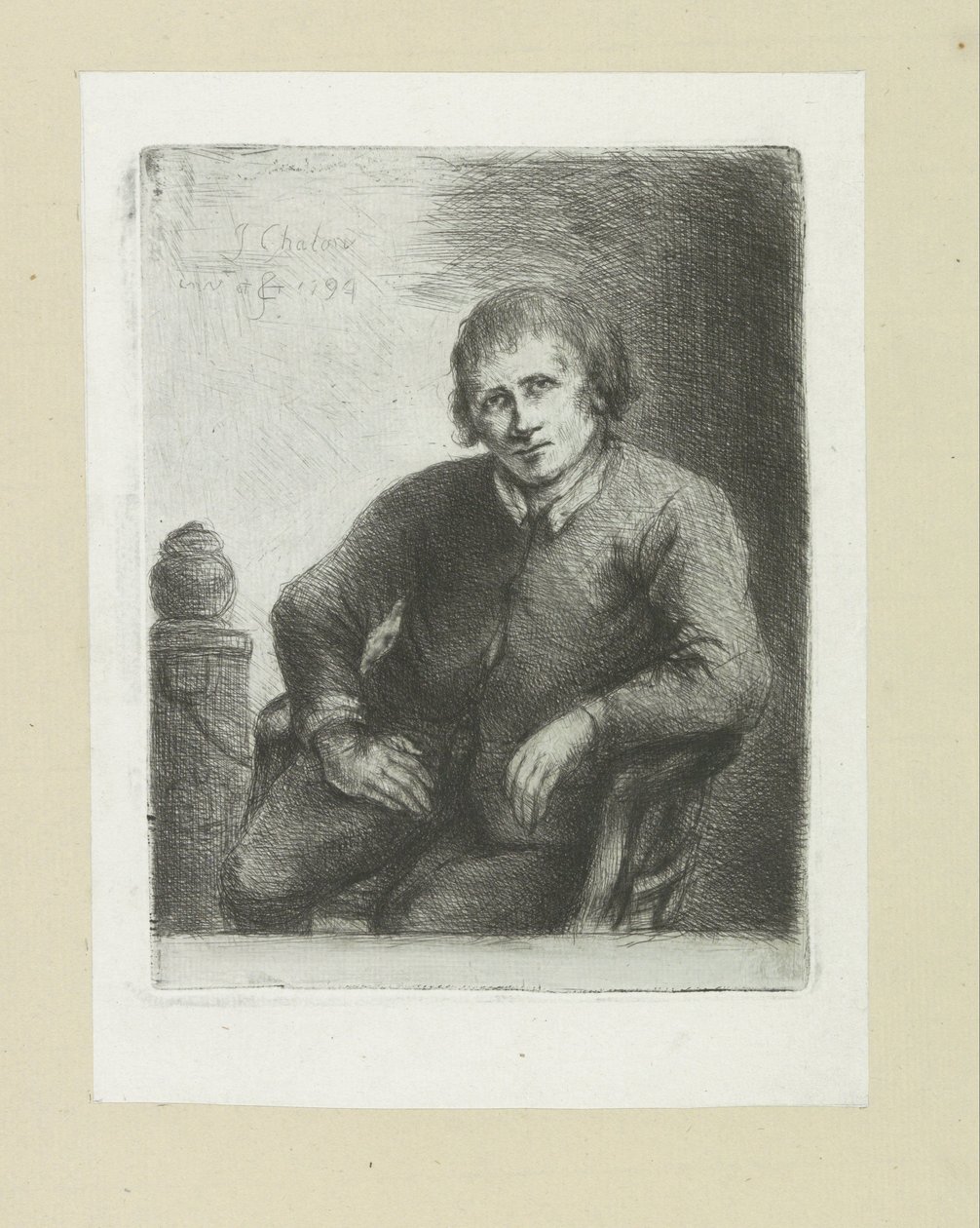 柱の横に座る The Compleat Work of Etchings by John Chalon / Oeuvre Complette des Eaux Fortes par Jean Chalon (シリーズ名) 作： ヤン・シャロン