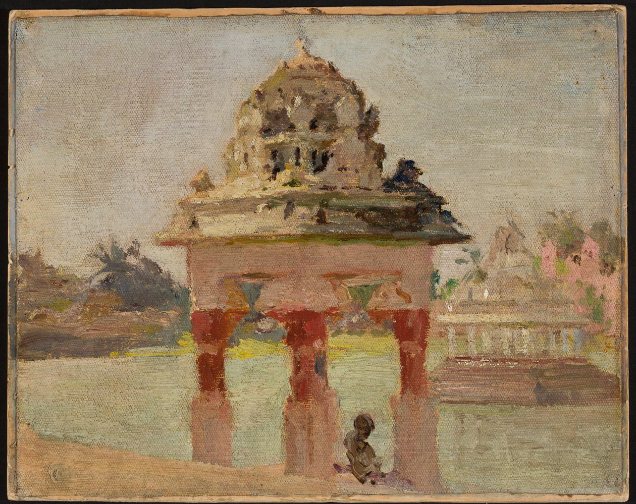マドラス ― 聖なる湖のある寺院。インド旅行記より 作： ヤン・シアグリンスキー