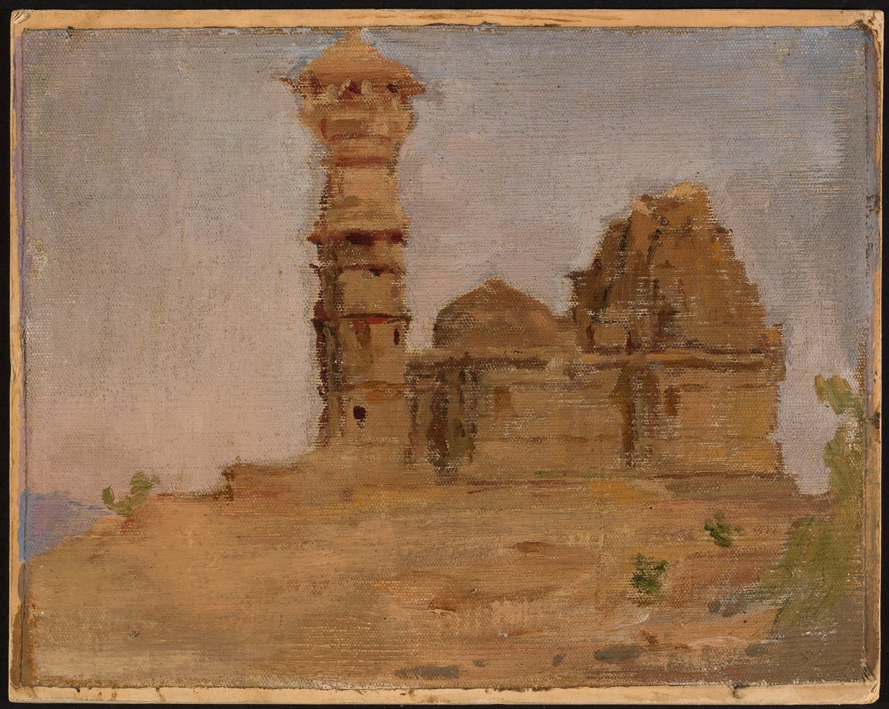 チットールガルの廃墟となった古代寺院。インド旅行より 作： ヤン・シアグリンスキー