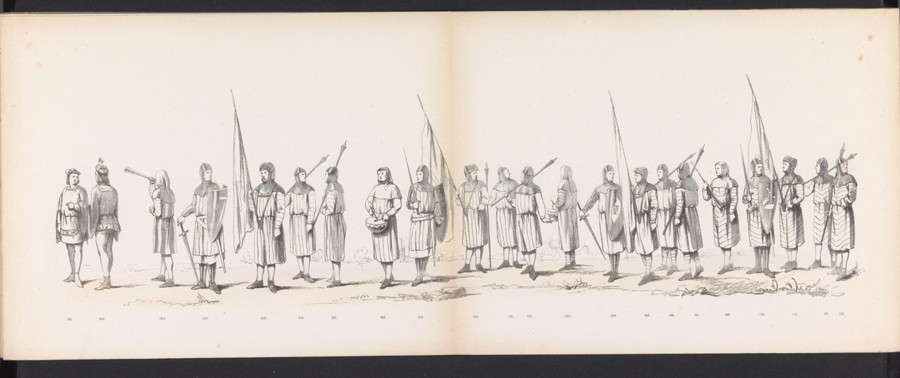 ライデン学生のマスカレード、1865年（プレート13） 1865 年 6 月 6 日にライデン学生団のメンバーが開催した衣装を着た行進。 作： ヤン・ダニエル・コルネリス カレル・ウィレム・バロン・ド・コンスタン レベック