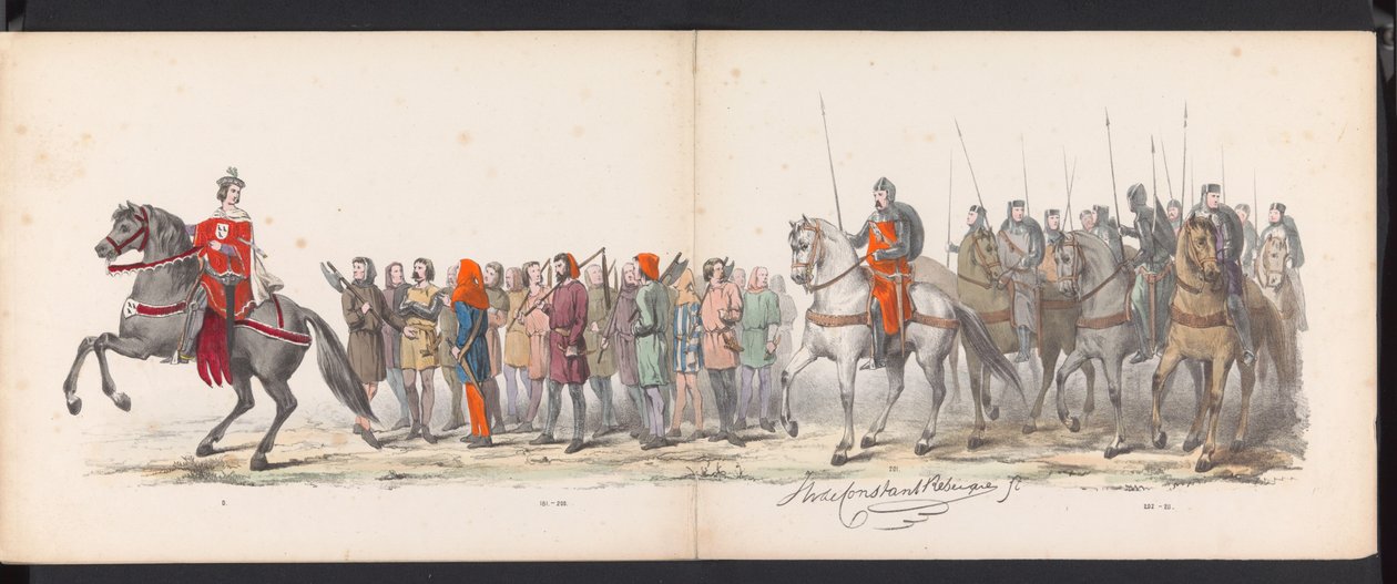ライデン学生のマスカレード、1865年（プレート15） 1865 年 6 月 6 日にライデン学生団のメンバーが開催した衣装を着た行進。 作： ヤン・ダニエル・コルネリス カレル・ウィレム・バロン・ド・コンスタン レベック