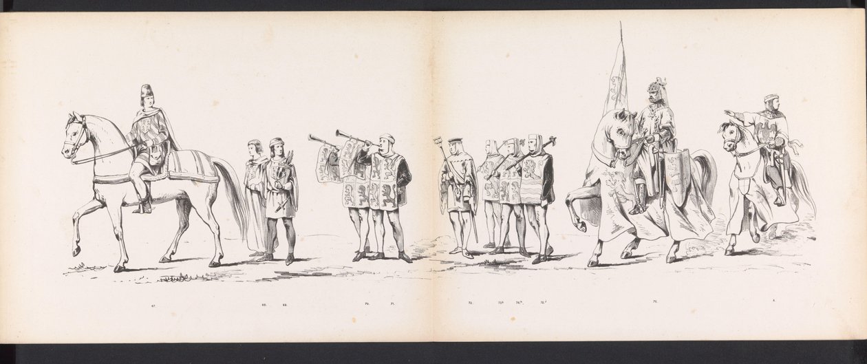 ライデン学生のマスカレード、1865年（プレート6） 1865 年 6 月 6 日にライデン学生団のメンバーが開催した衣装を着た行進。 作： ヤン・ダニエル・コルネリス カレル・ウィレム・バロン・ド・コンスタン レベック