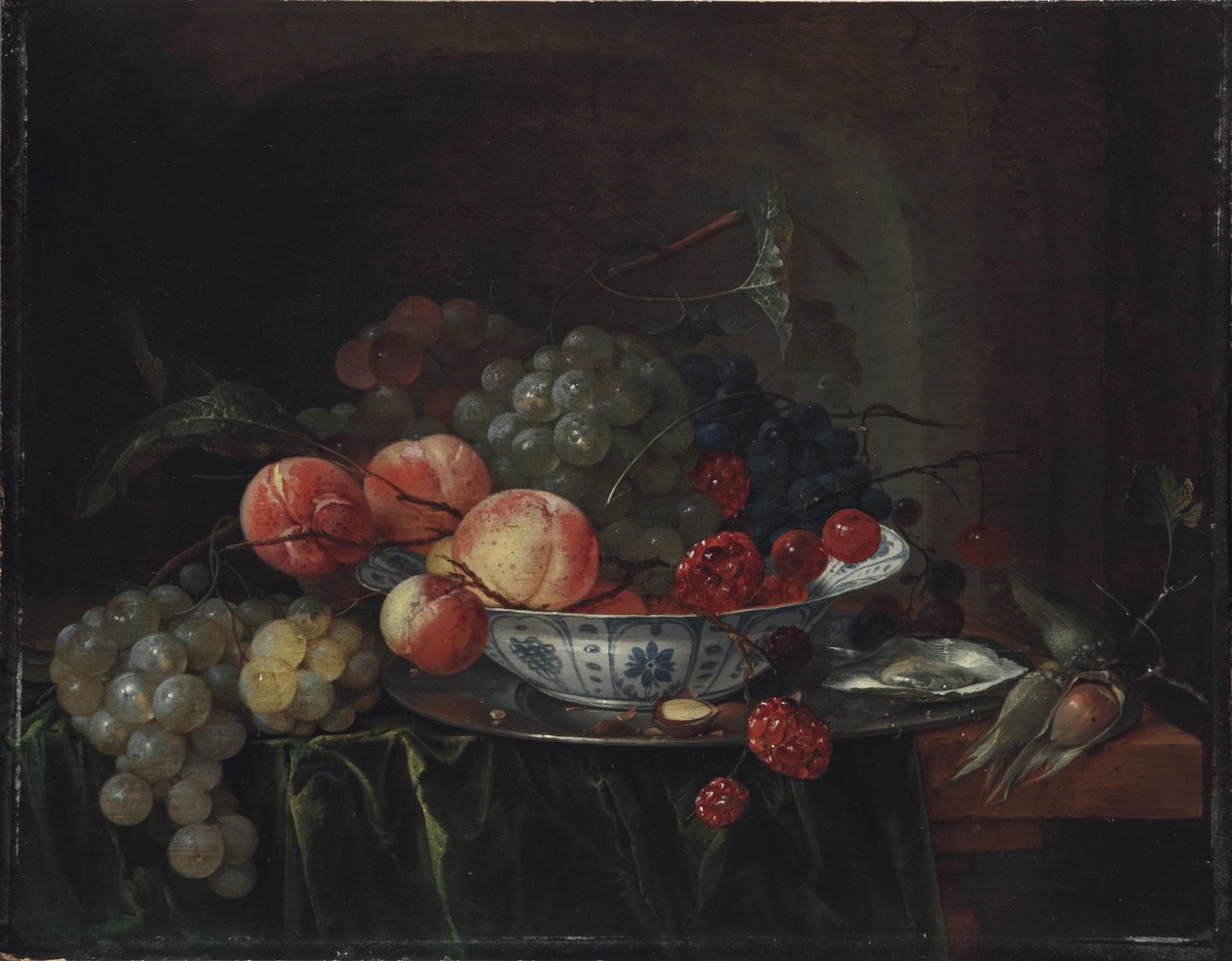 ドイツ語：Kleines Früchtestillleben in einem Porzellanteller 万里の器に盛られた果物の静物画 作： ヤン・ダヴィッツデ・ヘーム