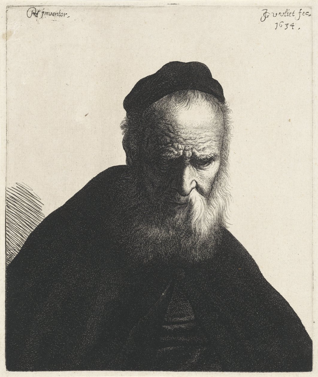 ひげと帽子をかぶった老人の胸像 Tronies after Rembrandt (シリーズタイトル) 作： Jan Gillisz van Vliet