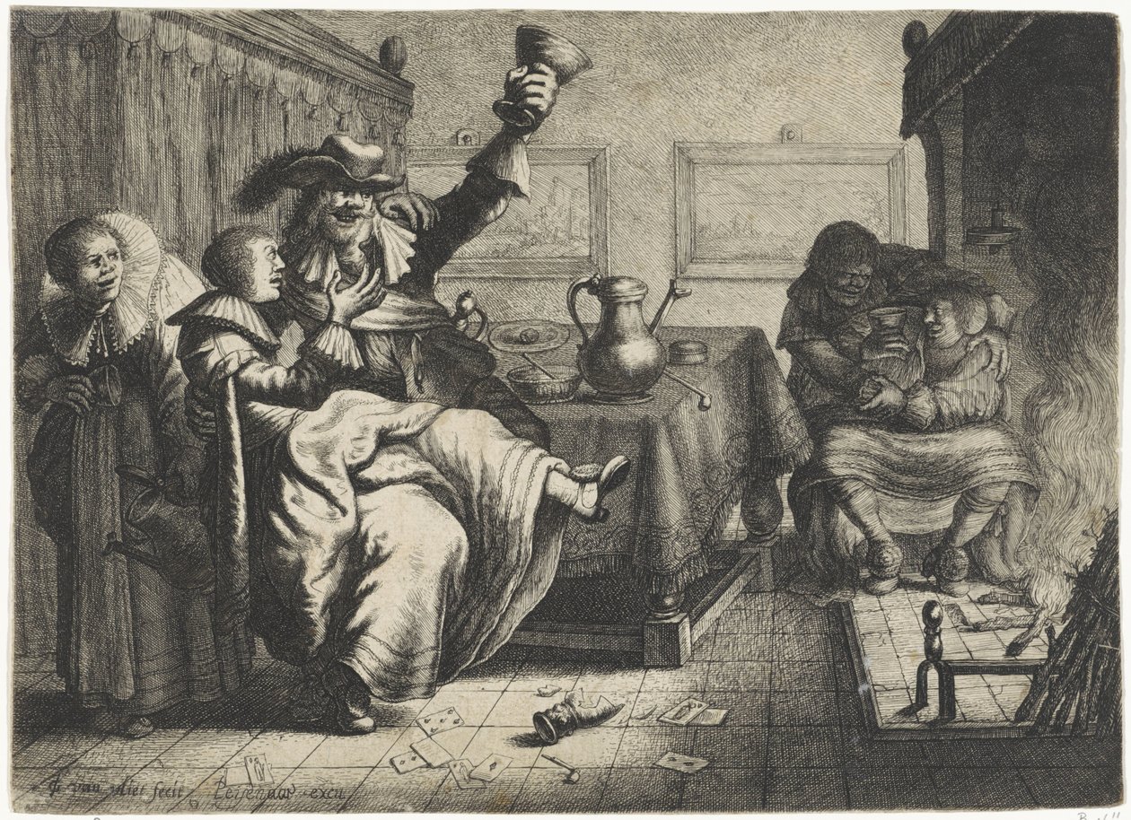 旅館での 2 つの好色なカップル 作： Jan Gillisz van Vliet