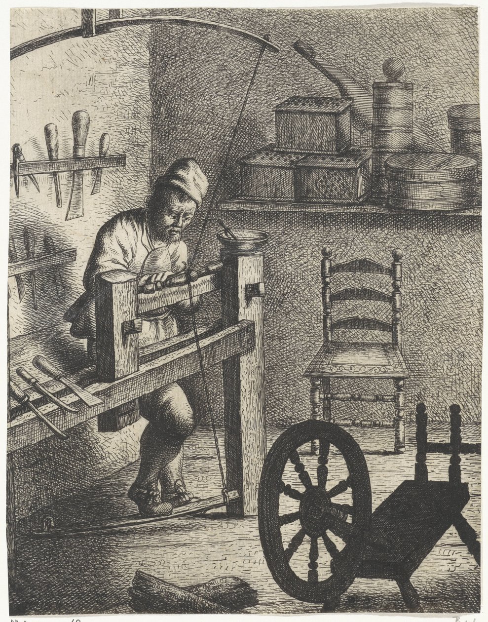 旋盤の後ろの労働者 職業（シリーズタイトル） 作： Jan Gillisz van Vliet