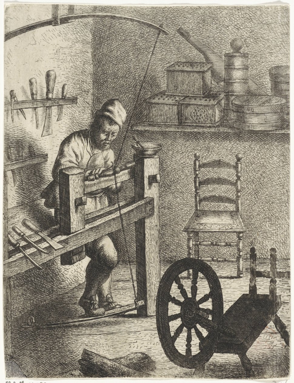 旋盤の後ろの労働者 職業（シリーズタイトル） 作： Jan Gillisz van Vliet