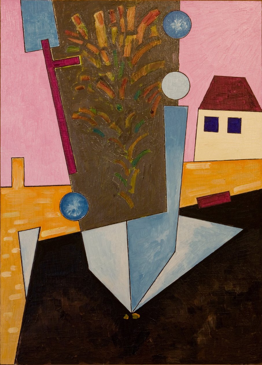 日没後、アスファルトが開花、2007年（木に油彩） 作： Jan Groneberg