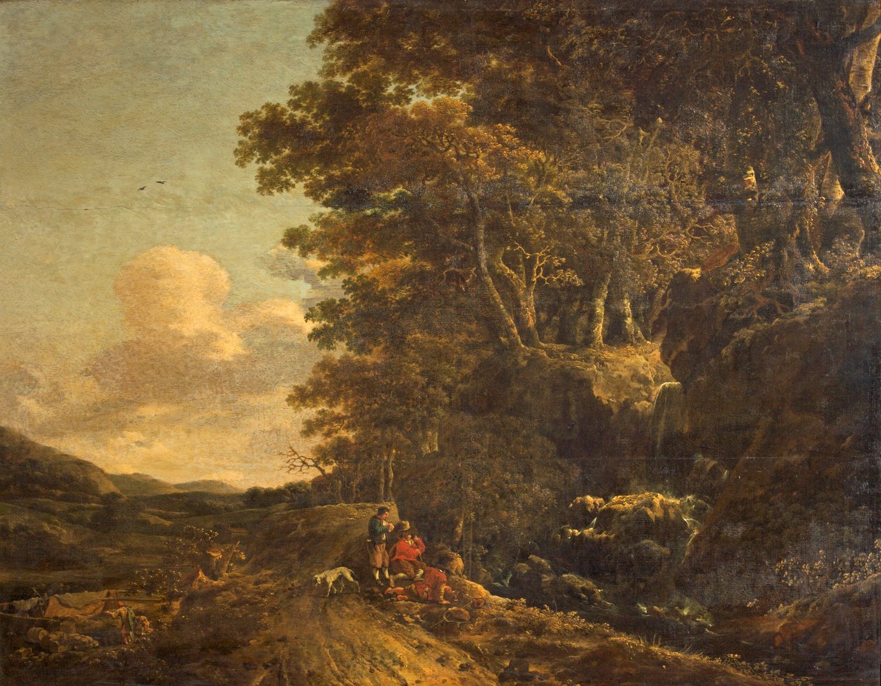 滝のある風景、1685-85年 作： ヤン・ハッカート