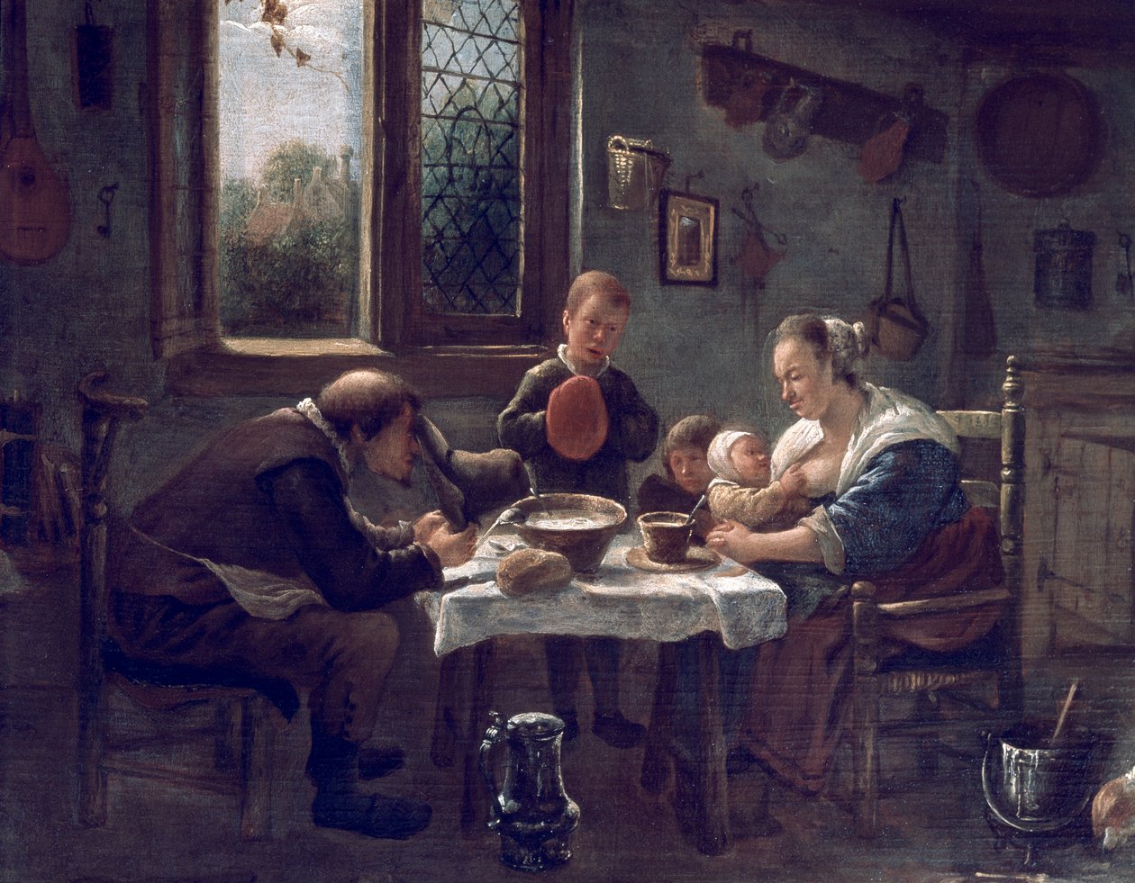 昼食前の祈り by Jan Steen (1626-1679) 作： ヤン・ハビックス。スティーン