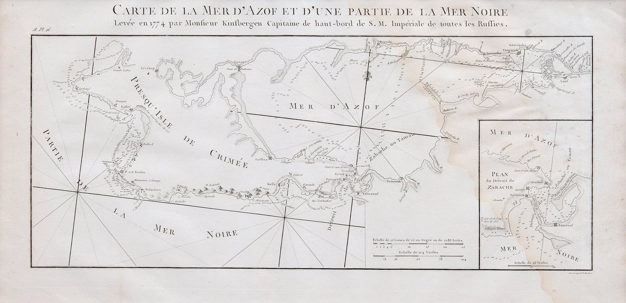 クリミアとアゾフ海の地図、1774 年 作： ヤンヘンドリックヴァンキンスベルゲン
