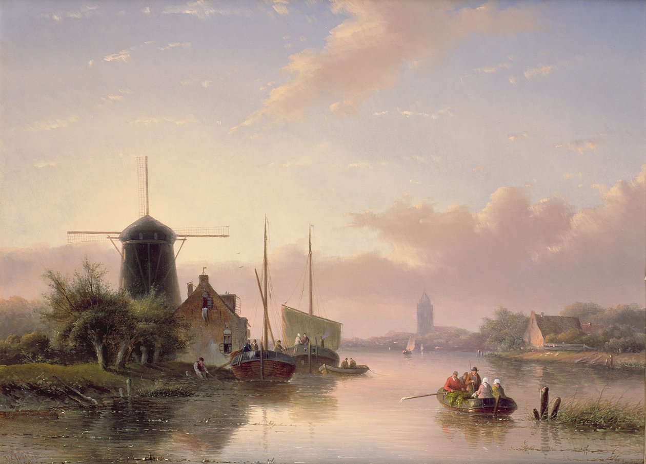 日没時の夏の風景、1858 作： ヤン・ジェイコブ・スポラー