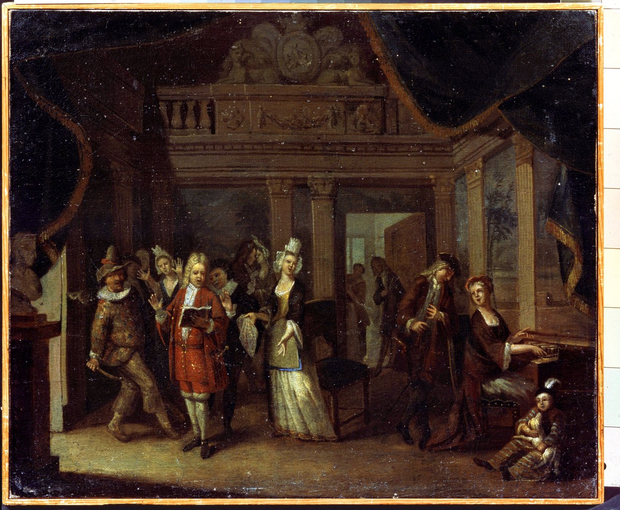 プライベートコンサート。 ハウスコンサートです。 Jan Josef Horemans the Elder または The Elder (1682-1759) による絵画。 フランダースの芸術、ロココ様式。 キャンバスに油彩。 国立歴史芸術博物館、セルプホフ (セルプホフ)、ロシア。 作： ヤン・ジョセフ・ザ・エルダー・ホアマンズ