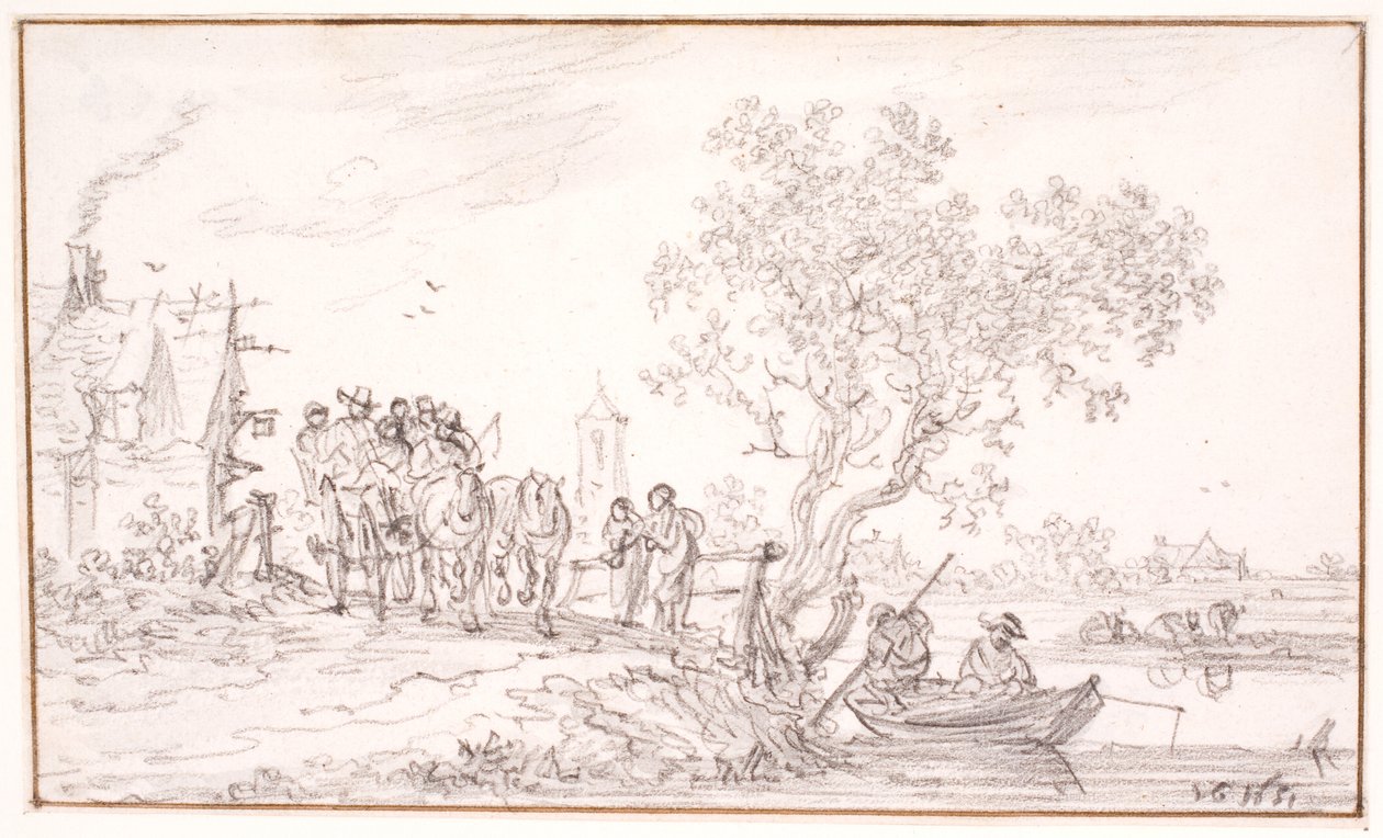 旅人を乗せた宿屋のワゴン 作： Jan Josefsz van Goyen