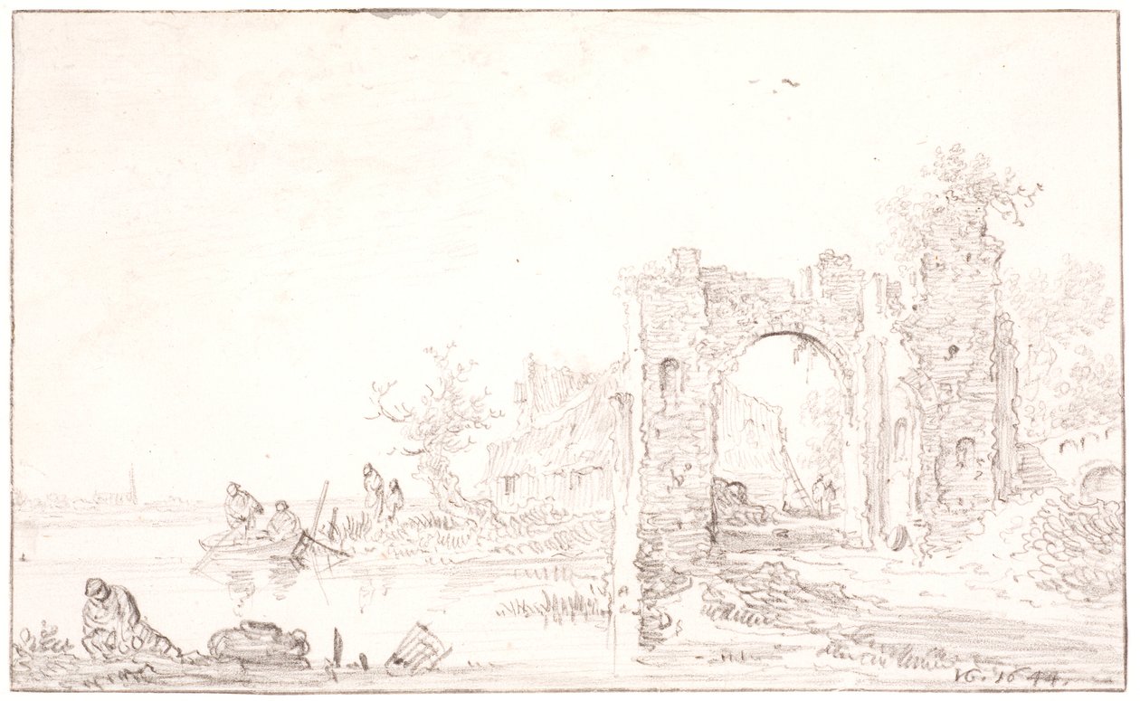 廃墟のある川の風景 作： Jan Josefsz van Goyen
