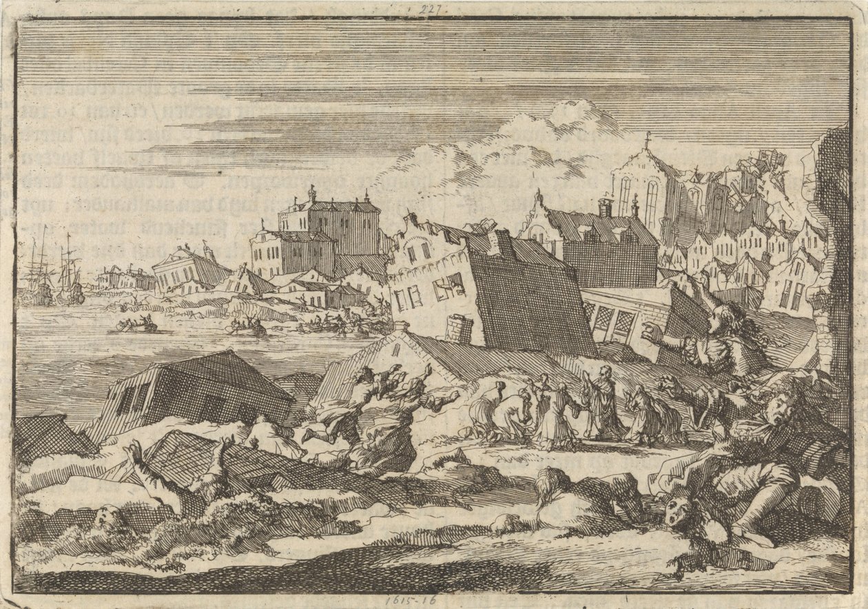 1692 年にポート ロイヤルの街を破壊したジャマイカの地震 作： ヤン・ルイケン